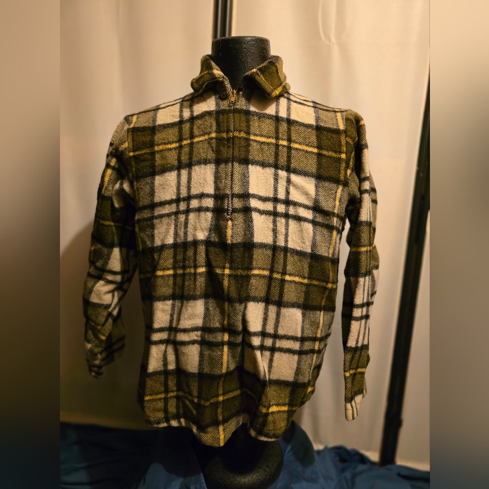 Vintage Woolrich Plaid Quarter-Zip Wool Pullover
